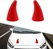 gunhunt 2 PCS Car Roof Decoration, 3D Devil Horns Sticker, Anti-collision Protector Decal, Bumper Decor Decal, for Car Truck Helmet Motorcycle (Red)