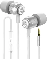 LUDOS Clamor Wired Earbuds with Microphone in-Ear Headphones - Wired Earphones with Microphone & Call Control, Noise Isolating Memory Foam, Tangle-Free Cord for iPhone, iPad, Computer, Laptop