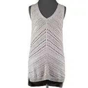 White House Black Market NEW $88 Sz XS Pearl Dust Gold Open Knit Rayon Top