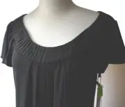 Calvin Klein Solid Black Polyester/Spandex Cap Sleeve A-Knee A-Line Dress Sz 8