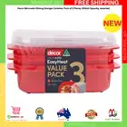 Decor Microsafe Oblong Storage Containers 3 Pack 900ml BPA-Free Microwave Safe