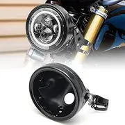 Motorcycle Universal 7" Headlight Housing Shell Lamp Bracket Bottom Mount Bucket Fits Compatible with Honda CB400 Hornet Suzuki Kawasaki Yamaha Cafe Racer