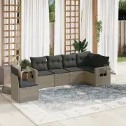 6 Piece Garden Sofa Set Grey Modular Outdoor Furniture Cushions Storage 52567