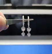 1.5ct Moissanite Huggie Tassel Earrings 925 Sterling Silver GRA Certified