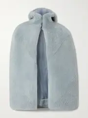 [Rick Owens] Rick Owens - Shearling Hooded Cape - Light blue - IT38 IT 38 Blue