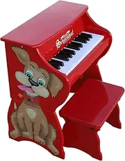 [Schoenhut] Red Grand Piano Dog - 25 Key Mini Keyboard With Bench - Animal Floor Instrument Develop Basic Playing Skills With Tri-Play Learning System