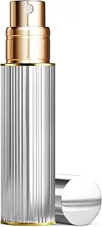 Perfume Atomizer Portable Refillable - 10 ml Travel Spray Bottle Nano Mist Bottom-Filling Mini Atomiser Pocket Size Cologne Dispenser for Women and Men（Silver-10ML）