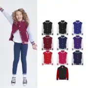 AWDis Kids Varsity Jacket - Boys girls Trendy American Letterman baseball top