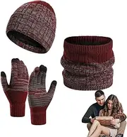 [Generic] Hat Scarf and Gloves | Fleece Lined Winter Hat Set,Touch Screen Gloves Neck Gaiter, Hats and Gloves, Cold Weather Gear