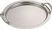 The House of Florence Maha Stainless Steel Serving Tray with Gold Handle, 33 cm