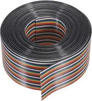 uxcell 1 Pcs 40 Pin Flat Rainbow Ribbon Cable 30 ft 1.27mm Pitch Breadboard Jumper Wires for Electronic Projects