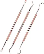 3 Pieces Dog Dental Tooth Scaler and Scraper Stainless Double Headed Tarter Removing Tool Scraper Pet Teeth Cleaning Tools for Dog and Cat (Rose Gold)