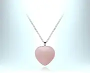 Rose Quartz Heart Necklace - the stone of unconditional LOVE - Mothers Day Gift Idea