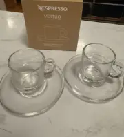Nespresso Vertuo Espresso Set - Two Espresso Cups, Saucers MISSING SPOONS