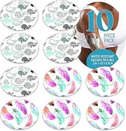 Dexcom Adhesive Mix Whales & Feather Design Adhesive Patches with Split Backing, Easy to Apply x 10 Pack