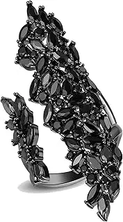 [Jojomina] Black Rhinestone Cocktail Statement Ring for Women Adjustable Gothic Crystal Costume Ring for Party Prom Free Size, Rhinestone, Zircon