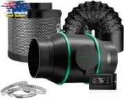 6" Inline Exhaust Fan & Carbon Filter w/ Temp Humidity Controller + 25FT Duct