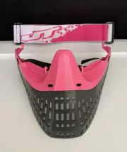 NEW JT Proflex Pink Black Bottom & White Racing Strap Paintball Mask Goggle