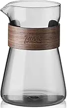 Glass Coffee Carafe with Wood Heat-Resistant Layer, Pour Over Coffee Carafe and Tea Steeper Coffee Decanter Coffee Server, 1 Pcs Included(Smoky Gray)