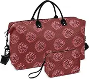 [sanluoli] Large Travel Duffel Luggage Carry on Weekender Overnight Bag Sport Training Bag with Adjustable Strap for Airplane Traveling Foldable, Red fake sequin rose