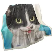 Cats Art Paintings Black and White Cat Throw Blanket
