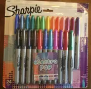 Sharpie Electro Pop Permanent Markers - Assorted Colors, 24 Count - Brand New