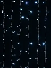 400 Blue & Cool White Concave Bulb LED Christmas Curtain Light String - 2.5m