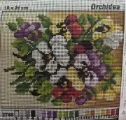 Printed needlepoint tapestry canvas only 7x9.5 Orchidea Flowers