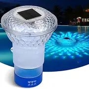 Snblzhef Solar-Powered Chlorine Floater with Colorful Lights, Pool Chlorine Dispenser for 1 Inch & 3 Inch - Floating Pool Decor