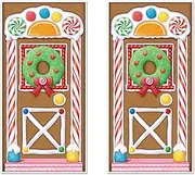 Beistle 2-Pack Gingerbread House Door Covers, Hanging Christmas Decorations & Holiday Decor, Gingerbread Candy Backdrops, 5’ x 30”