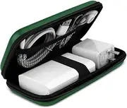 iMangoo Electronics Organizer Travel Case Small Size Travel Essentials for Women Tech Pouch Purse Hard Protective Shockproof Carrying Charger Power Bank Cable Accessories, 6.5x3.2x1 In (Green)