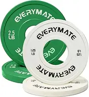 EVERYMATE Black Change Weight Plates: 1.25LB 2.5LB Set Fractional Plate Olympic Bumper Plates Set for Strength Training, 2 inch weight plates