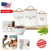 Charming 3pc Airtight Canister Set for Tea, Coffee, and Sugar - Farmhouse Style