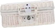 Amosfun Handwoven Rattan Suitcase Canvas Storage Box Foldable Outdoor Storage Case Tidy Organizer