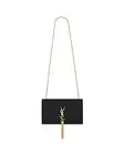 SAINT LAURENT Kate Medium Tassel $2650 Black Grain Leather Shoulder Bag New