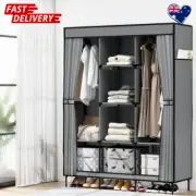 Artiss Fabric Closet Wardrobe Foldable Portable Clothes Storage Grey AU Stock
