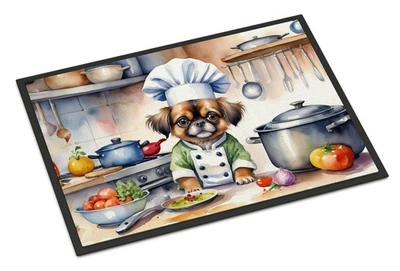 Tibetan Spaniel The Chef Doormat Front Door Mat Indoor Outdoor Rugs for