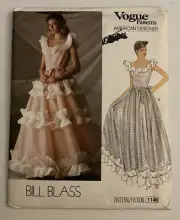 Vogue 1146 Vintage 70s Sewing Pattern Size: 8 Bill Blass Ruffled Maxi Dress