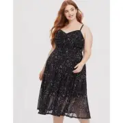 Torrid Plus Size 1x Black Grey Animal Print Sleeveless mesh knit Dress new $74