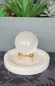 Large Selenite Sphere + Stand & Meaning Card Crystal Ball