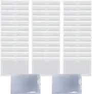 50 Pcs Top Opening Transparent Index Cards,Warehouse Material Identification Tags,Commodity Price Tag Tags,Adhesive Backed Insertion Pockets,Suitable for Office Home Library Storage Index Cards