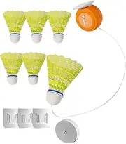 Badminton Rebound Trainer, Badminton Single-Player Adjustable Trainer Device, Self Study Badminton Trainer Kit, Automatic Badminton Trainer Set, Badminton Self Study Training Set with 6Pcs Balls