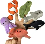 6Pcs Finger Puppets Set, Cute Sea Animal Finger Puppet for Role-Playing Mini Han