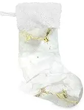 Amooorous White Gold Marble Texture christmasstockings Holiday Stocking with Plush Cuff Large Xmas Stockings Stockings for Decorating for Farmhouse Christmas Room Office
