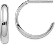 [JewelryWeb] 14k White Gold Post Polished 3.5mm J Hoop Earrings 16x16mm-Hoop Earring for Women