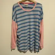 NEW Peter Alexander + Womens Striped Multi Sleep PJ Top shirt Size 3+ 24-26