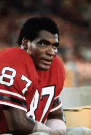 Claude Humphrey Atlanta Falcons looks on looks on from the sideli- 1976 Photo