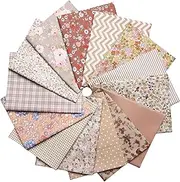 Nodsaw 100% Cotton Quilting Fabric Bundles 14pcs Fat Quarters 18x22 inch - for Quilting, Sewing Project, Patchwork, DIY Crafts – Light Coffee Vintage Floral