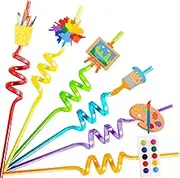 Art Painting Straws Art Party Favors for Kids Plastic Drinking Straw for Paint Birthday Back to School Party Supplies 24Pcs