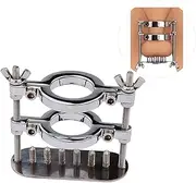 SAHOOSAFETY Testicle Squeezer Stainless Steel Scrotal Clip With Spikes Double Layer Ball Crusher Testicle Ring CBT Erotic Stretcher SM Bondage Sex Toys for Men(C)